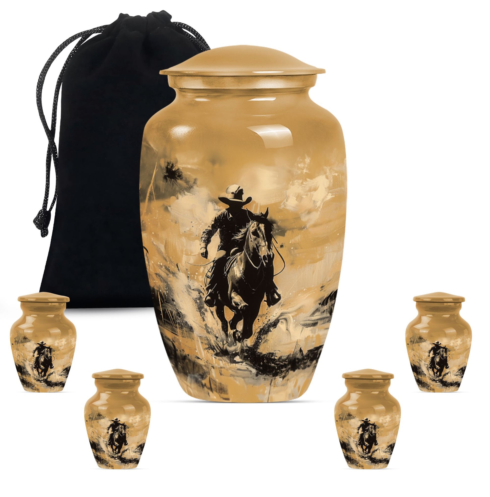 '-themed cowboy urn,