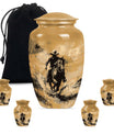 '-themed cowboy urn,