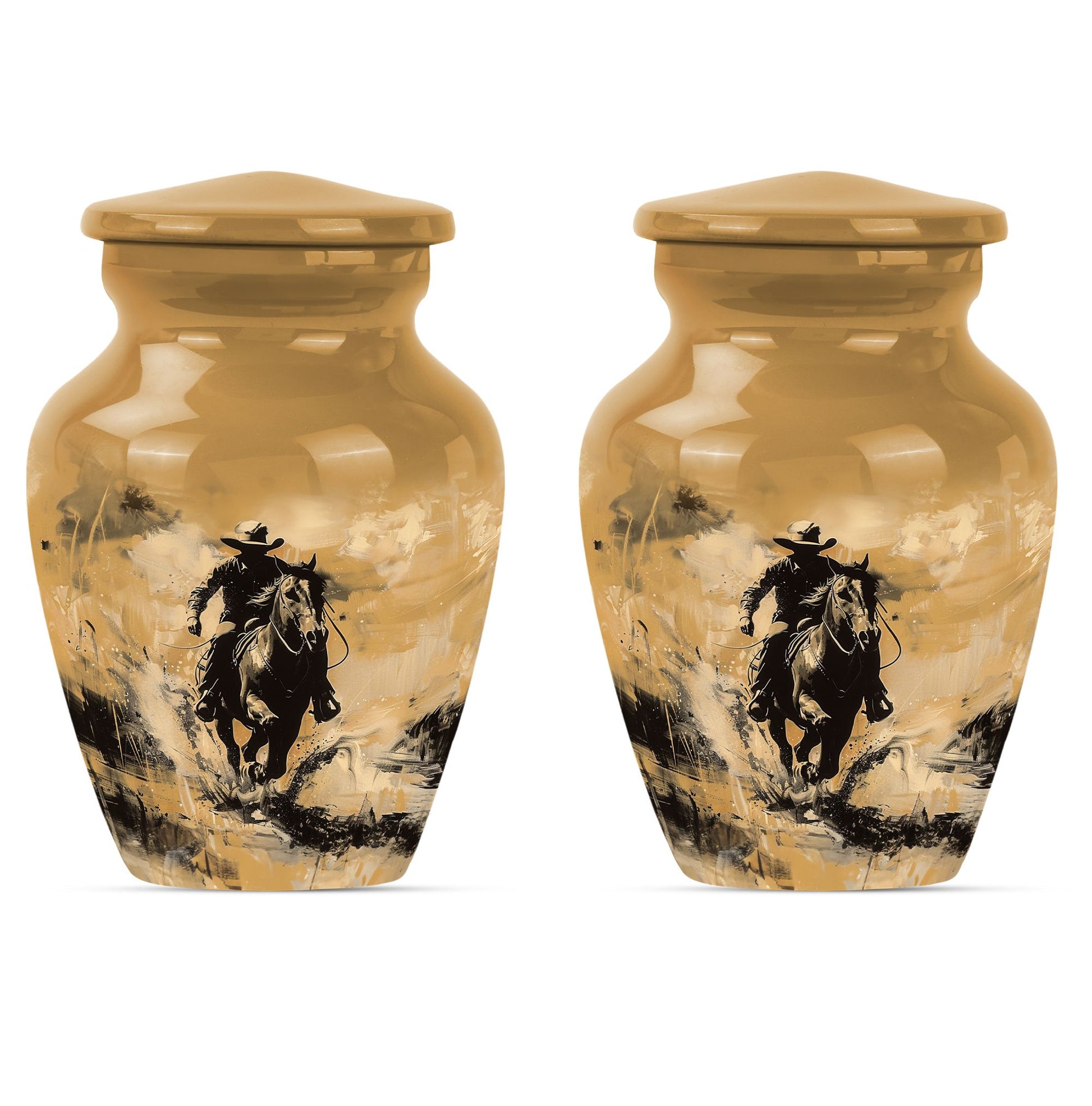 '-themed cowboy urn,