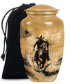 '-themed cowboy urn,