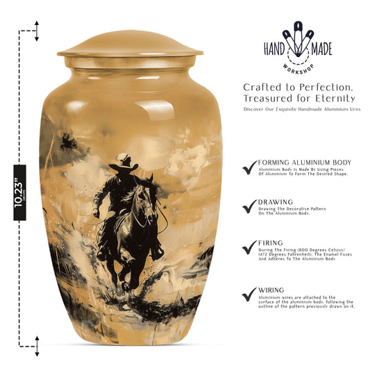 '-themed cowboy urn,