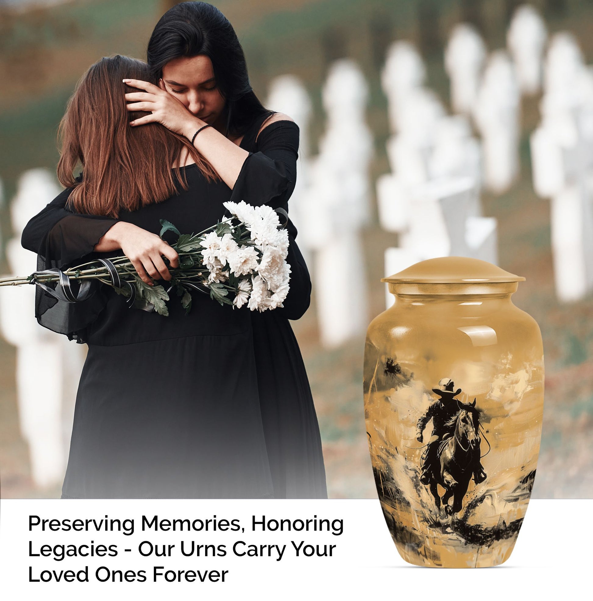 '-themed cowboy urn,