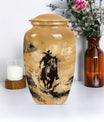 '-themed cowboy urn,