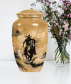 '-themed cowboy urn,