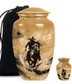 Cowboy Theme Large Urn With 1 Keepsake Urn