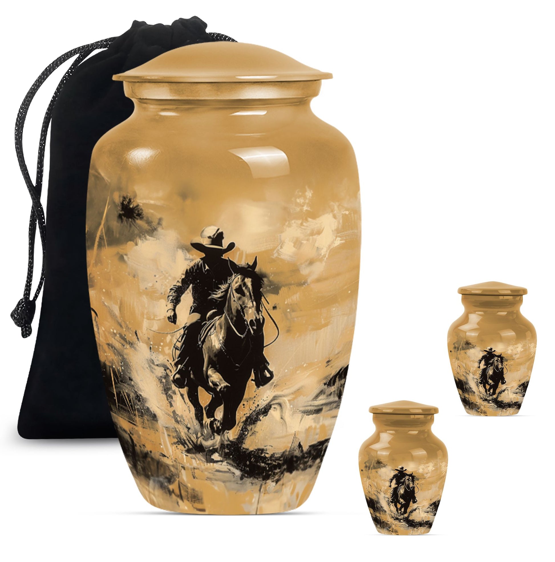 '-themed cowboy urn,