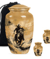 Cowboy Theme Large Urn With 2 Keepsake Urn