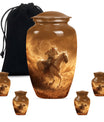 Cowboy Theme Large Urn With 4 Keepsake Urn