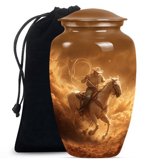 Cowboy Theme Large Urn 10 Inch