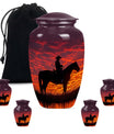 Cowboy Theme Large Urn With 4 Keepsake Urn