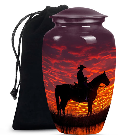 Cowboy Theme Large Urn 10 Inch