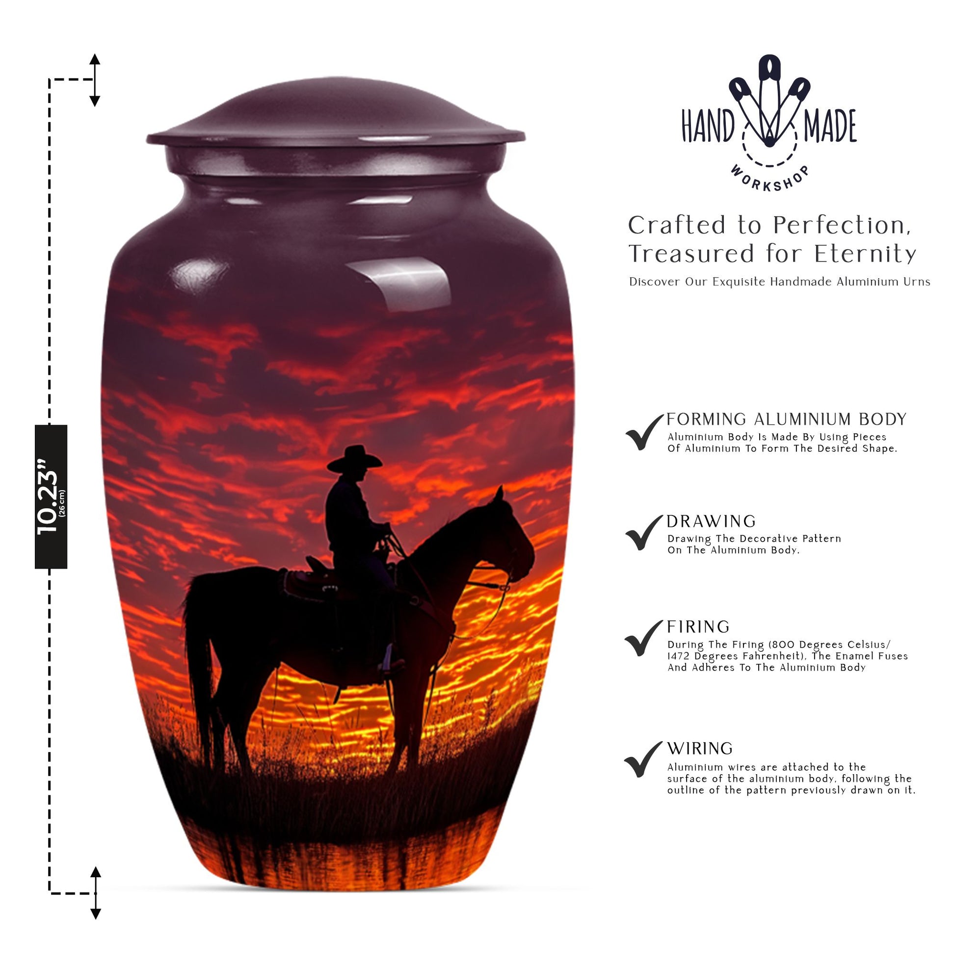 10-inch classical cowboy urn