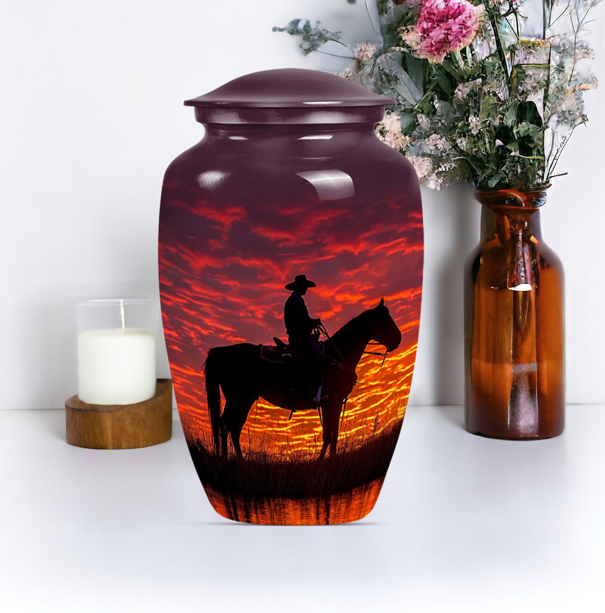 10-inch classical cowboy urn