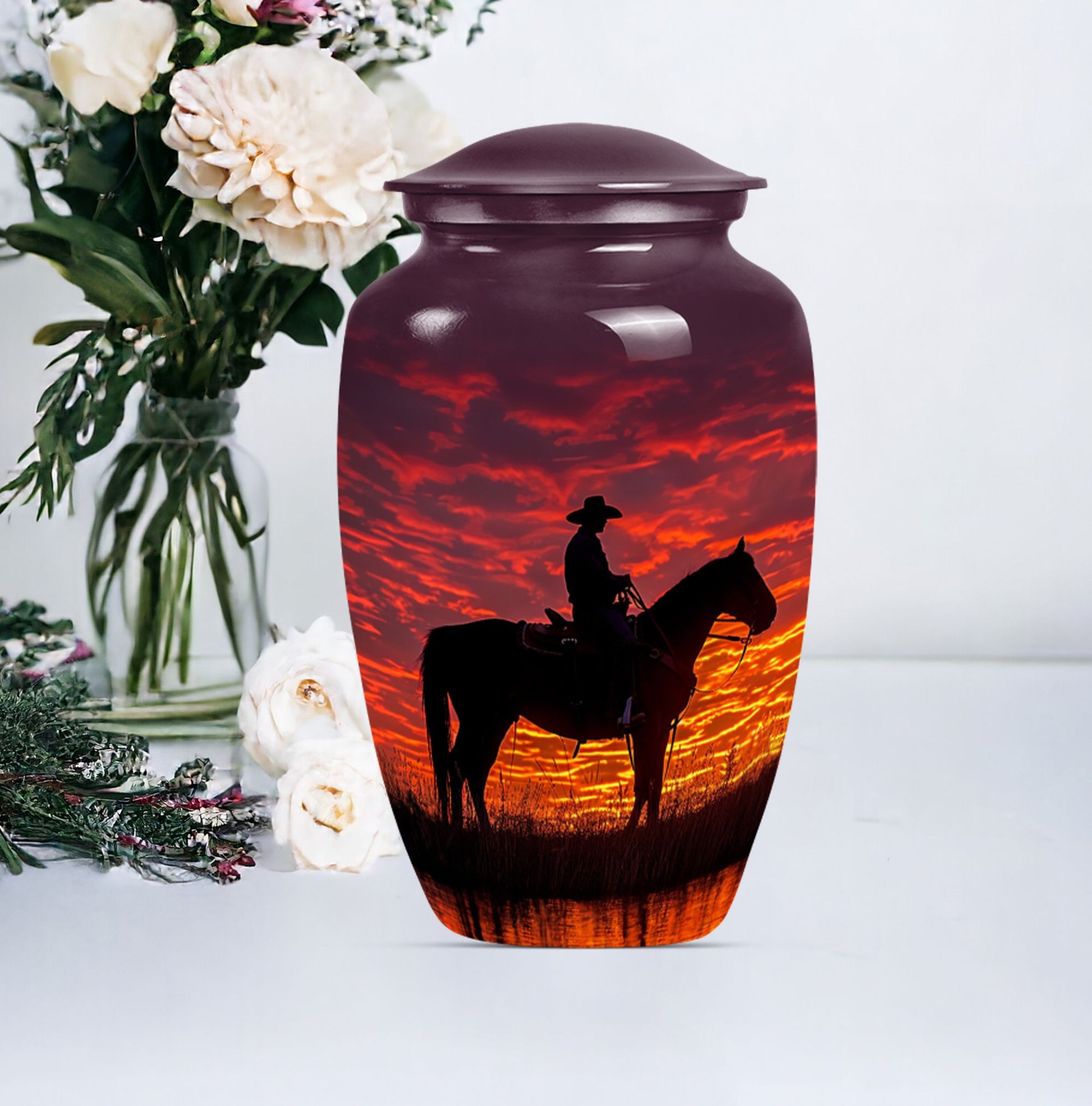 10-inch classical cowboy urn