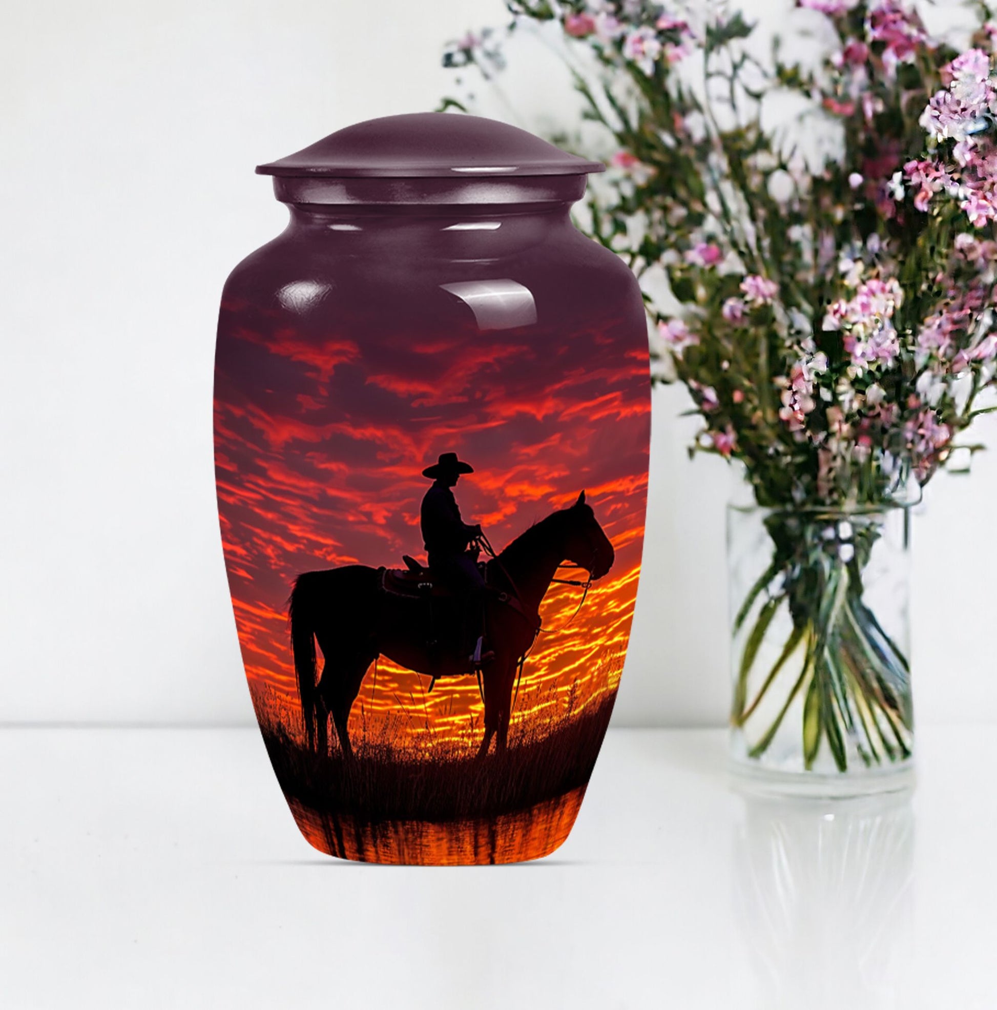 10-inch classical cowboy urn