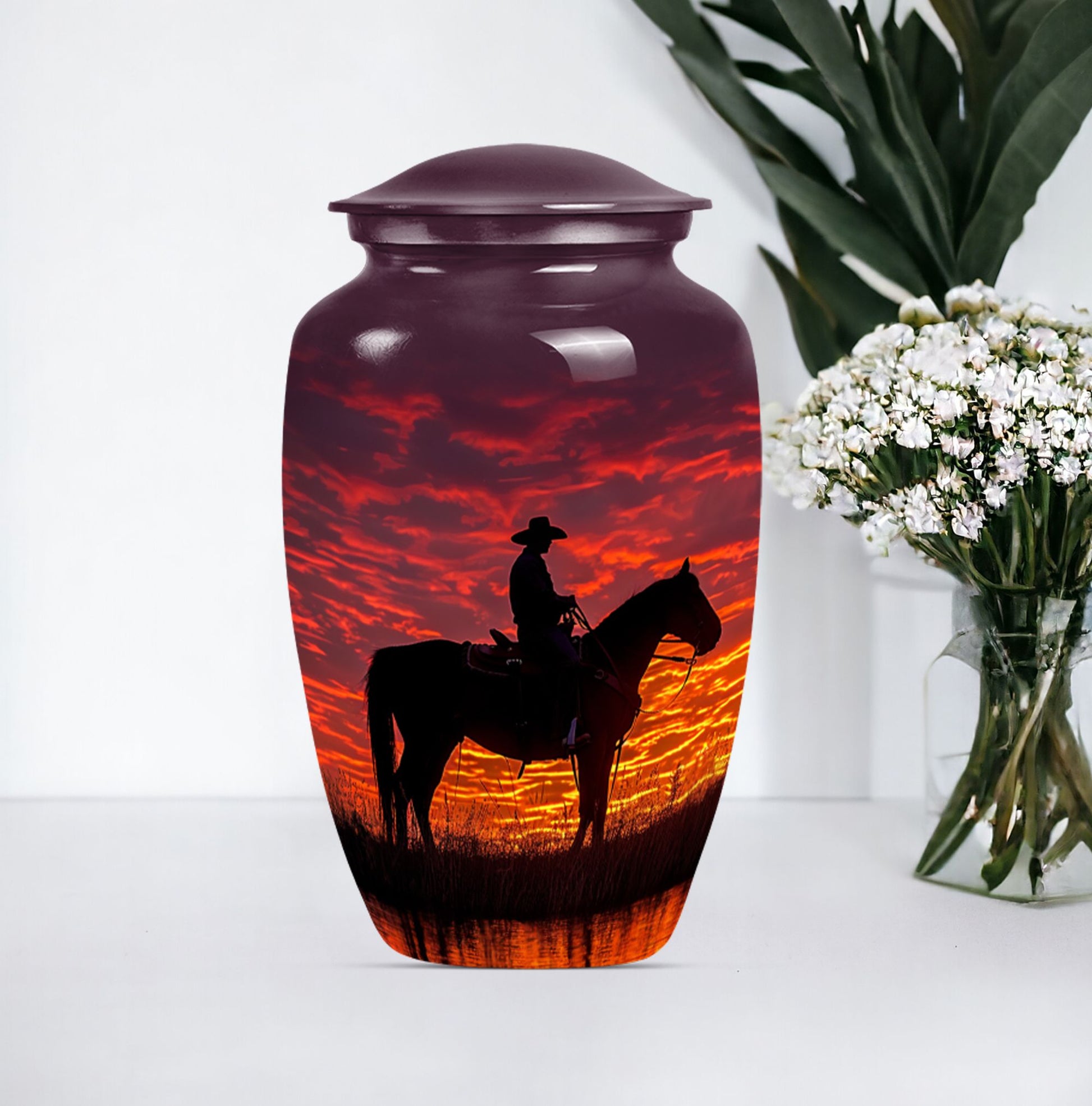 10-inch classical cowboy urn