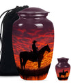 Cowboy Theme Large Urn With 1 Keepsake Urn