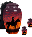 Cowboy Theme Large Urn With 2 Keepsake Urn