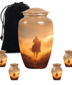 Classic cowboy urn with butterfly theme.