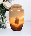 Classic cowboy urn with butterfly theme.