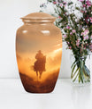 Classic cowboy urn with butterfly theme.