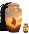 Classic cowboy urn with butterfly theme.