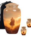 Classic cowboy urn with butterfly theme.