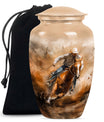 Classic 10-inch aluminum cowboy cremation urn for men