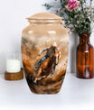 Classic 10-inch aluminum cowboy cremation urn for men