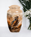 Classic 10-inch aluminum cowboy cremation urn for men