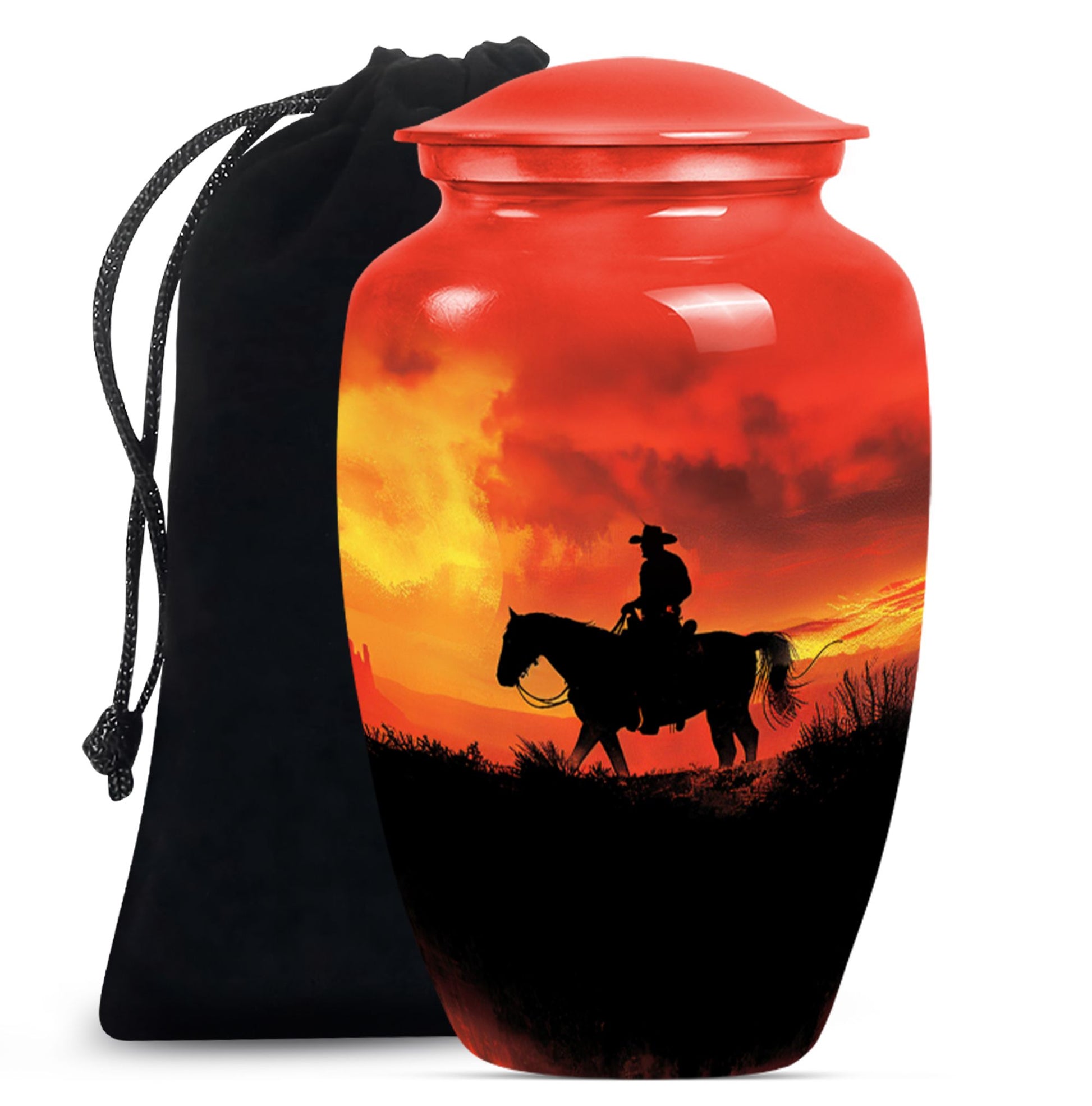 10 inch classic aluminium cowboy urn with butterfly theme, 