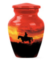 10 inch classic aluminium cowboy urn with butterfly theme, 