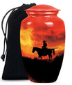 10 inch classic aluminium cowboy urn with butterfly theme, 