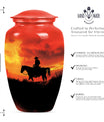 10 inch classic aluminium cowboy urn with butterfly theme, 