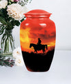 10 inch classic aluminium cowboy urn with butterfly theme, 