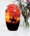 10 inch classic aluminium cowboy urn with butterfly theme, 