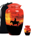 10 inch classic aluminium cowboy urn with butterfly theme, 