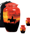 10 inch classic aluminium cowboy urn with butterfly theme, 