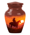 10-inch classic cowboy urn with butterfly theme.