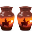 10-inch classic cowboy urn with butterfly theme.