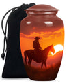 10-inch classic cowboy urn with butterfly theme.