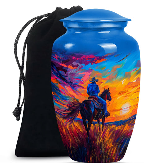 Cowboy Theme Large Urn 10 Inch