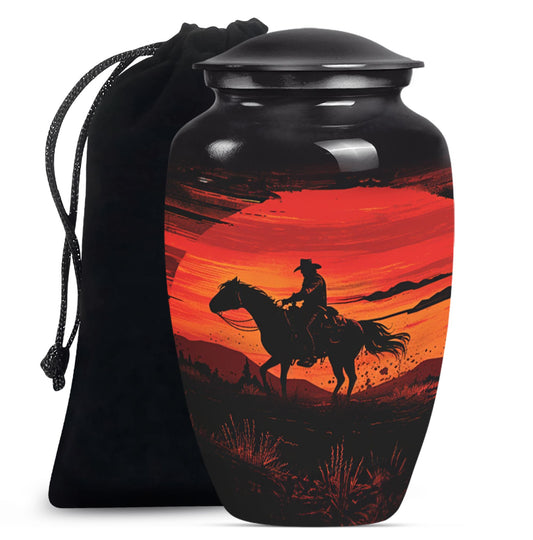 Cowboy Theme Large Urn 10 Inch