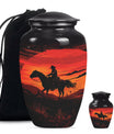 Cowboy Theme Large Urn With 1 Keepsake Urn