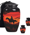 Cowboy Theme Large Urn With 2 Keepsake Urn