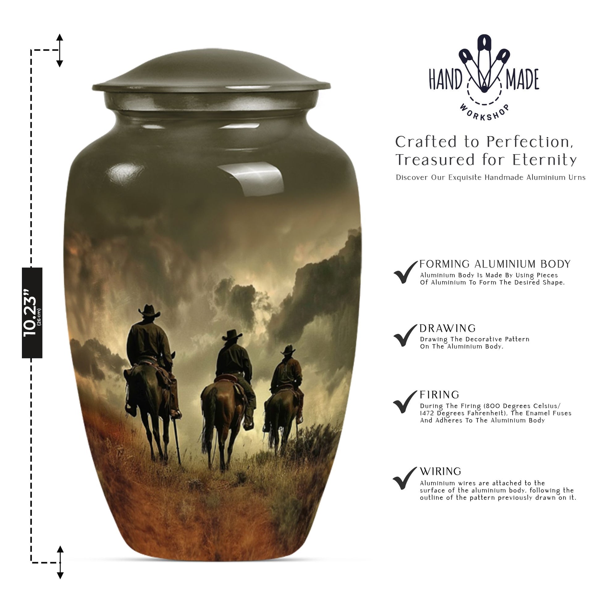 10-inch classic cowboy urn made butterfly theme 