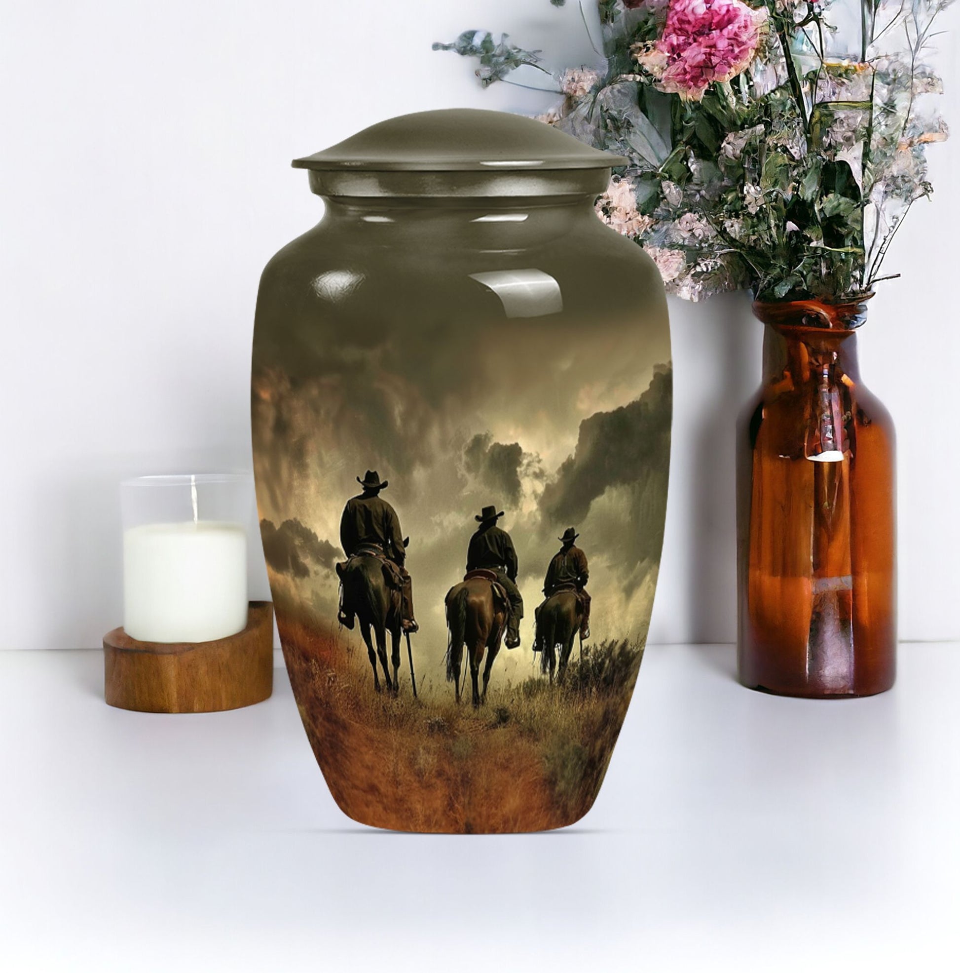 10-inch classic cowboy urn made butterfly theme 