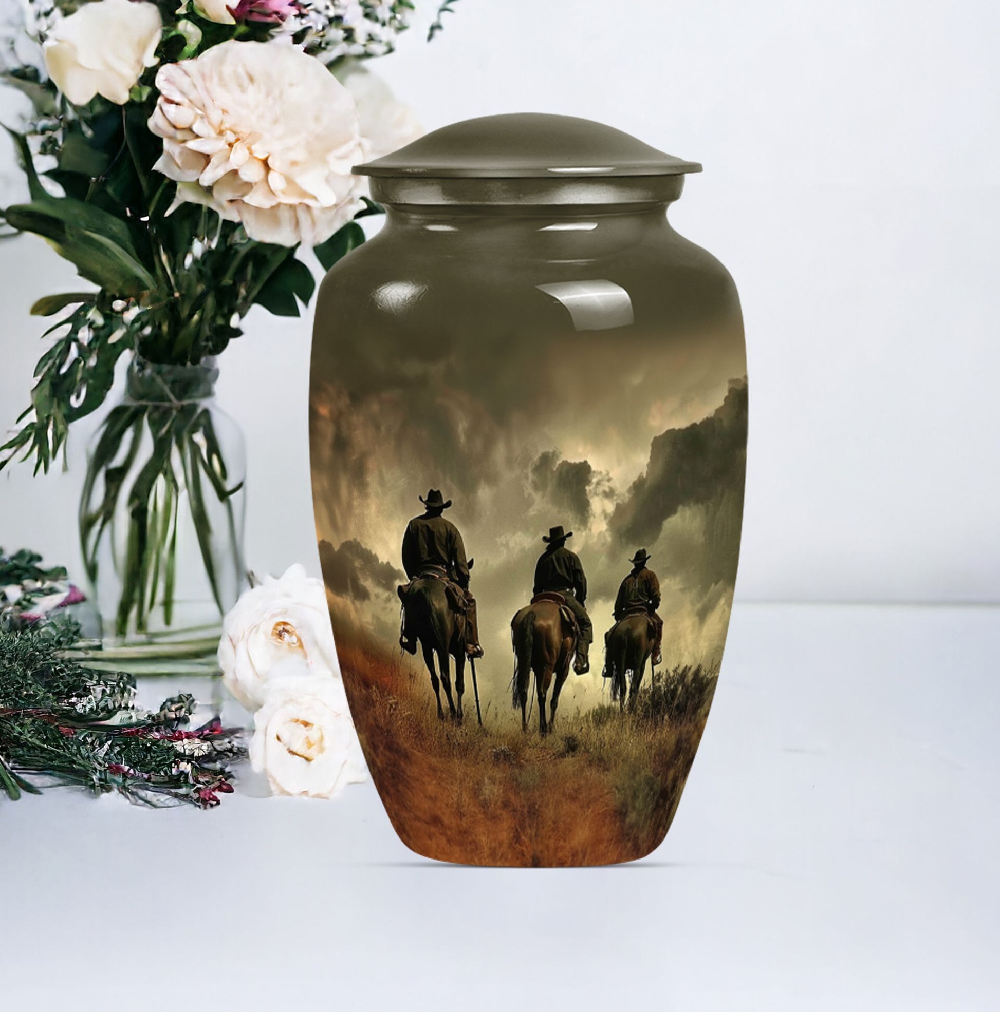 10-inch classic cowboy urn made butterfly theme 