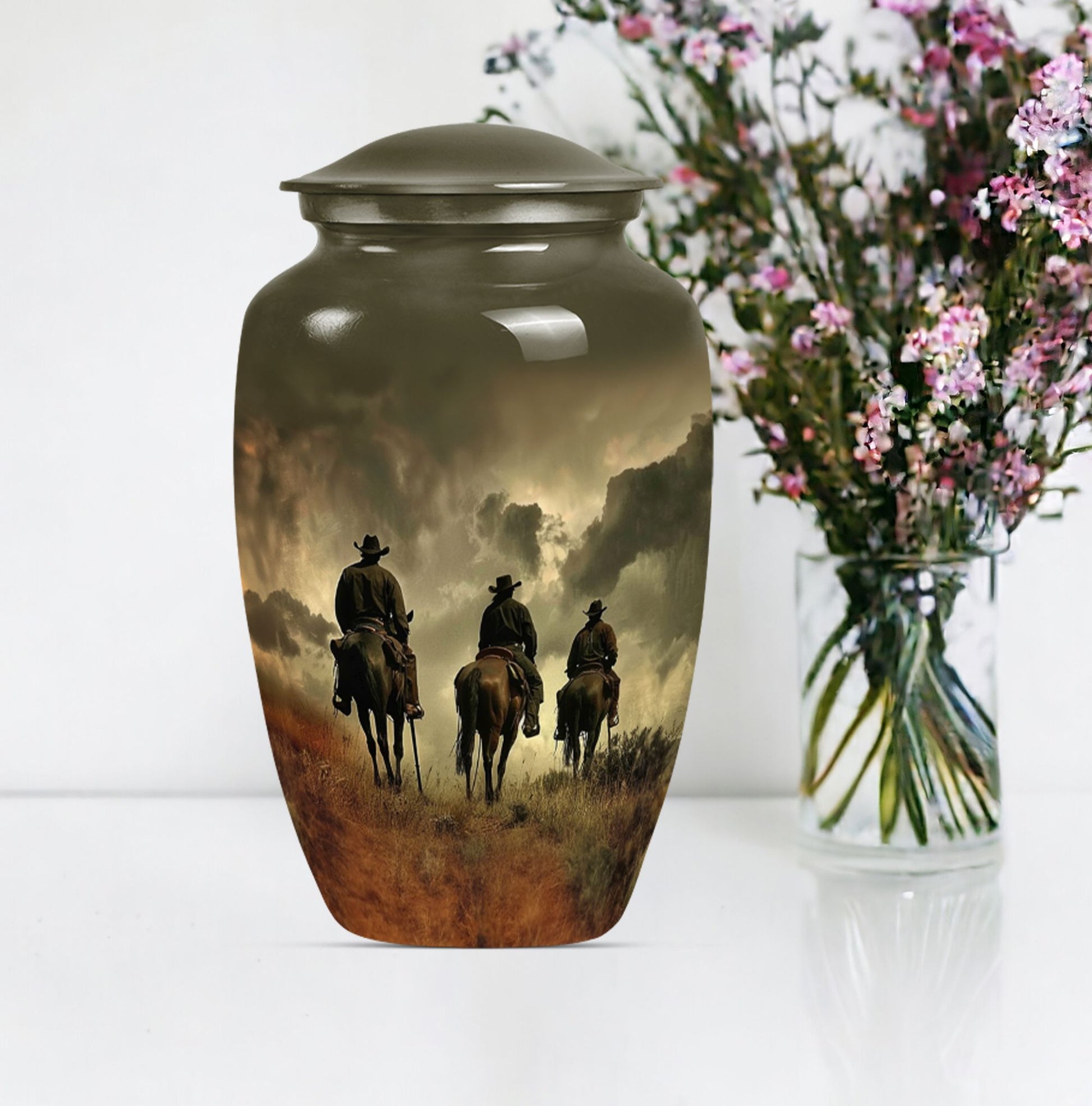 10-inch classic cowboy urn made butterfly theme 