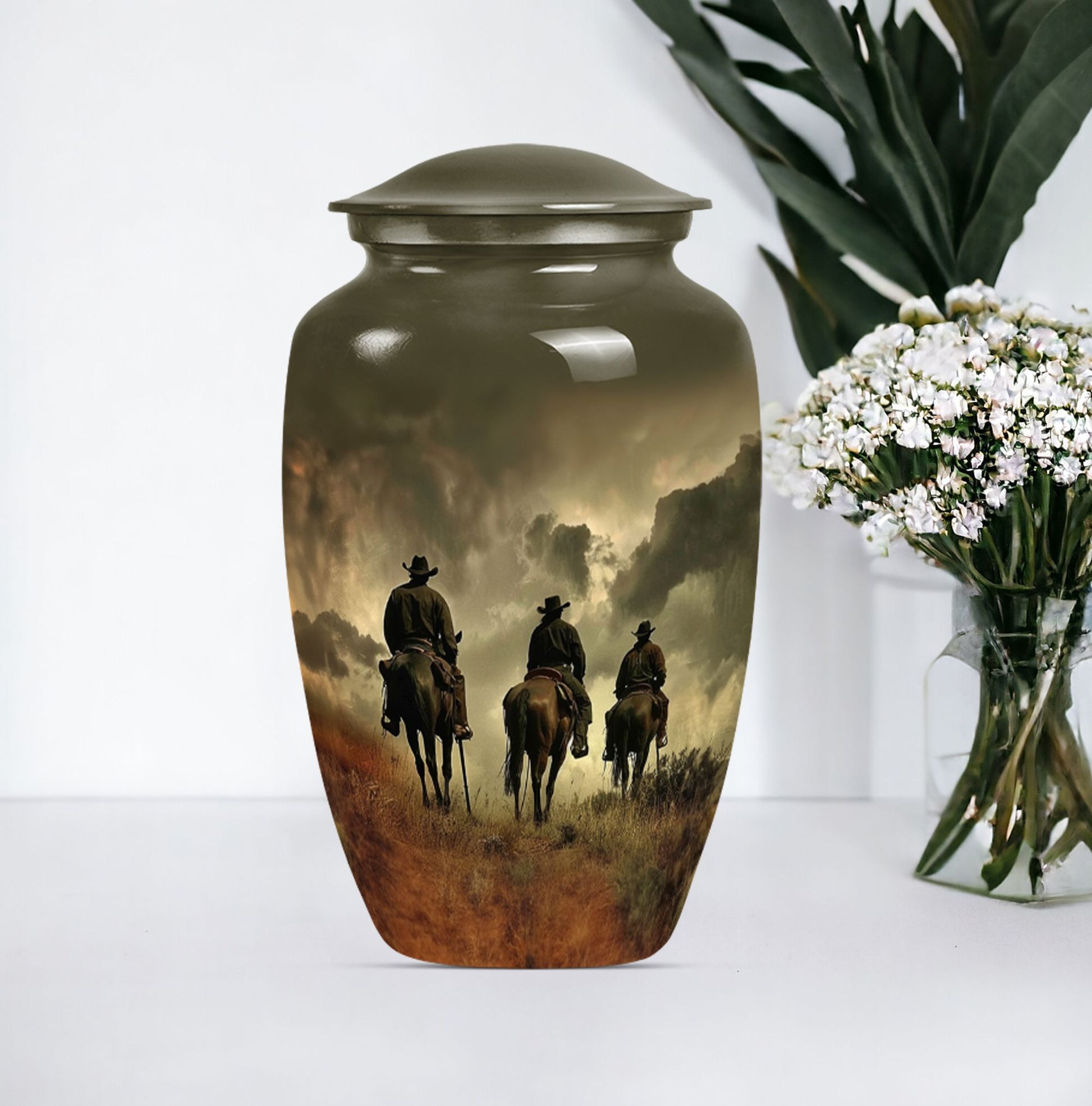 10-inch classic cowboy urn made butterfly theme 